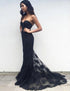 Mermaid Sweetheart Black Lace Prom Dress with Sweep Train LBQ0162